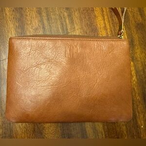 Madewell Elegant Brown Faux Leather Clutch zipper wallet